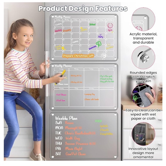 Magnetic Calendar set NEW clear erasable refrigerator calendar NEW - Picture 1 of 3